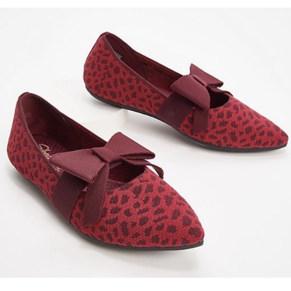 Skechers Cleo Point Washable Knit Bow Flats Wild Charmer size 10 -